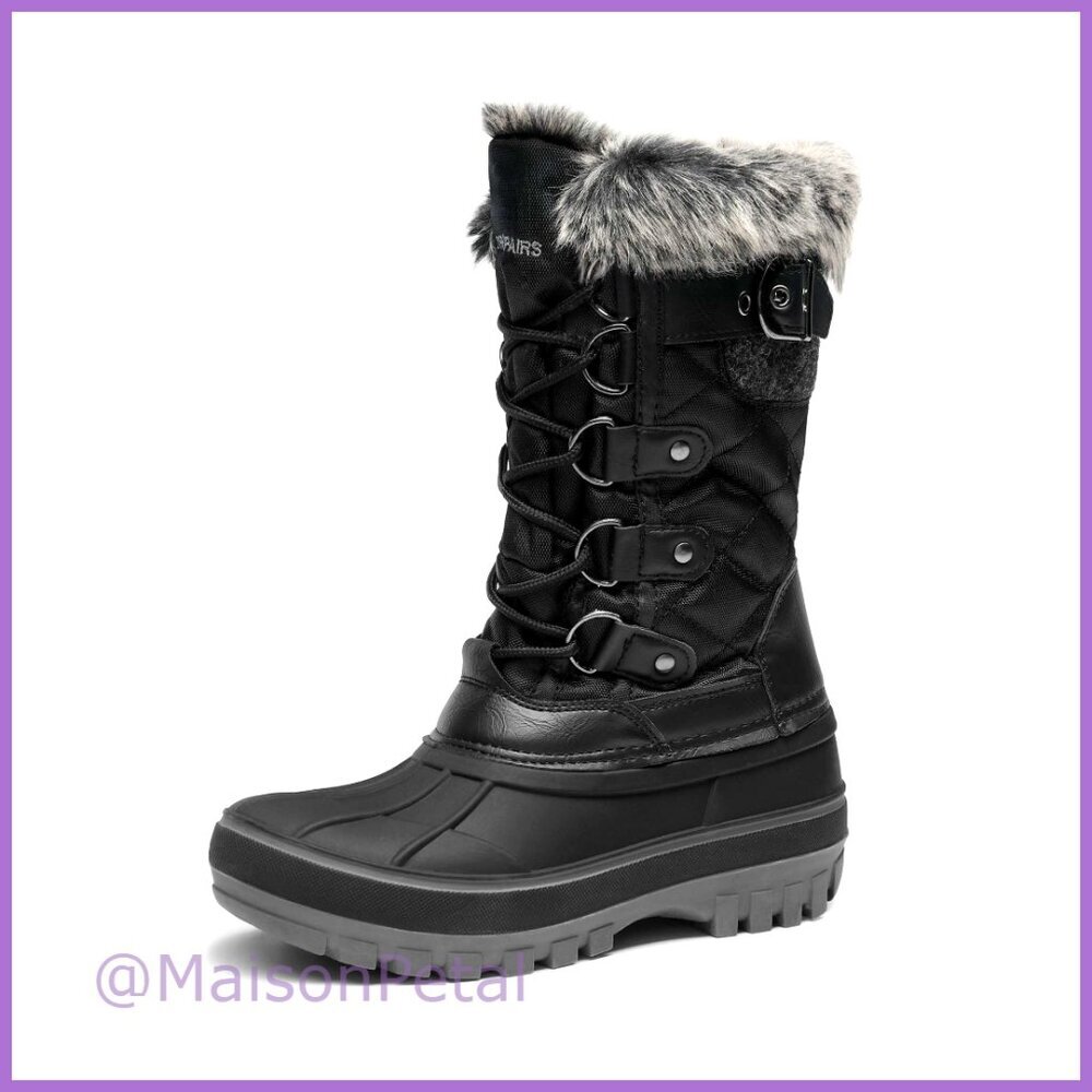 Water-Resistant Snow Boots with Faux Fur Lining, Anti-Slip Outsole, Zip Closure - Picture 1 of 7